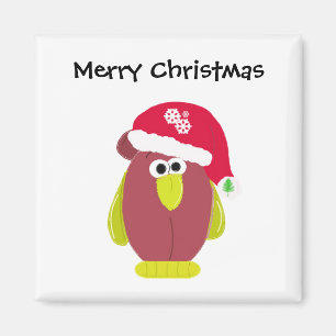 Aimant Poulet de Noël drôle avec un chapeau de Père Noël