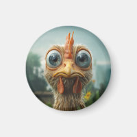 Poulet Drôle aux Grands Yeux en Gros Plan