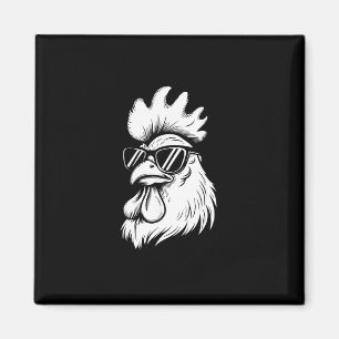 Aimant Poulet Drôle Avec Sungles Élevage De Poules Animau
