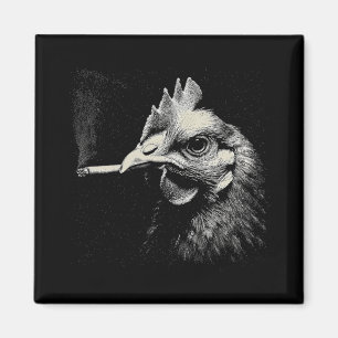 Aimant Poulet drôle fumant pipe Coq Ferme