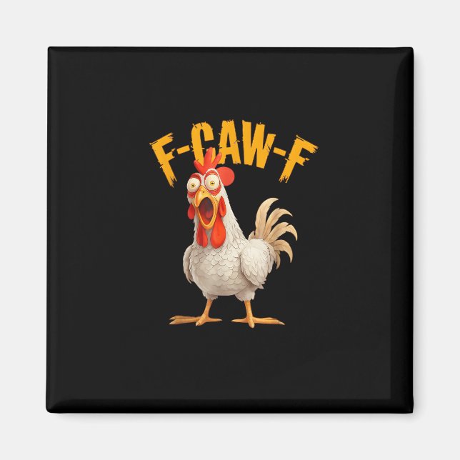 Aimant Poulet F-Awk-F drôle F-Caw-F Coq Pun Rétro Vi (Devant)