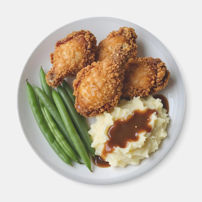 Aimant Poulet Frit, Pommes de Terre Écrasées et Haricots  (Devant)