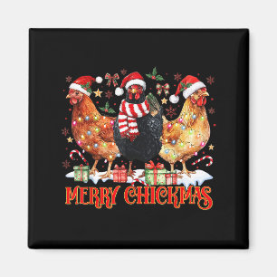 Aimant Poulet Noël Joyeux Chickmas Chapeau de Père Noël F