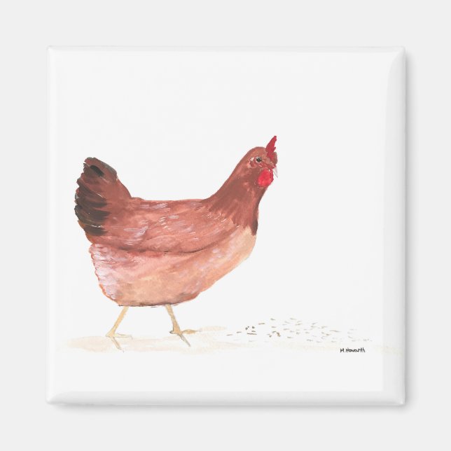 Aimant Poulets d'aquarelle animaux de ferme oiseaux vinta (Devant)