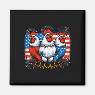 Aimant Poulets drôles du 4 juillet amateur de drapeau amé