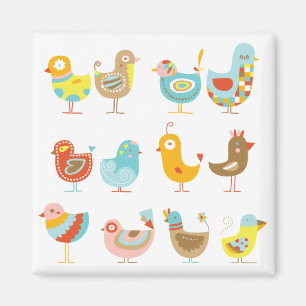 Aimant Poulets heureux