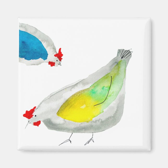 Aimant Poulets mignons aquarelle (Devant)