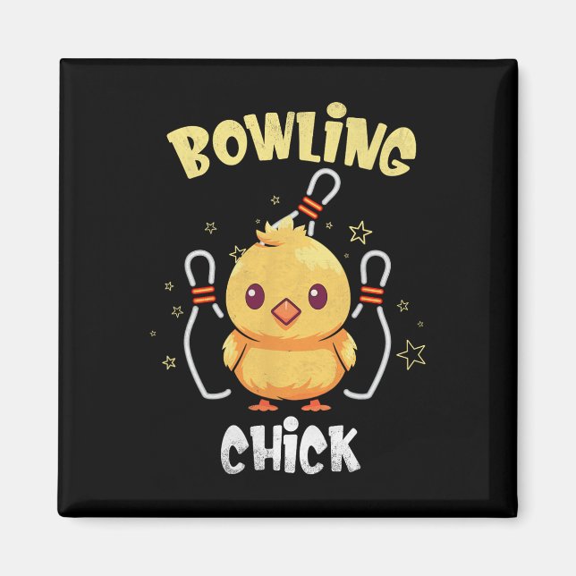 Aimant Poulette de bowling Athlète drôle de poulet Quille (Devant)