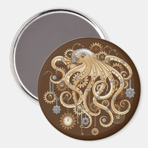 Aimant Poulpe Steampunk Rétro Fantastique Mécanique