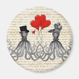 Aimant Poulpes vintages et coeurs