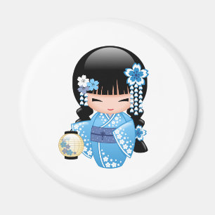 Aimant Poupée de Kokeshi d'hiver - fille de geisha