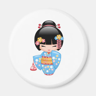 Aimant Poupée Maiko Kokeshi - Cute Japonaise Geisha Girl