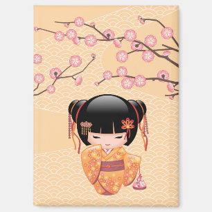 Aimant Poupée Ume Kokeshi - Japonaise Pêche Geisha Girl
