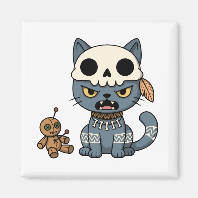Aimant Poupée vaudou de chat sorcière (Devant)