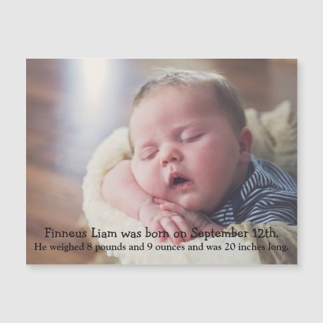 Aimant pour annonce de naissance personnalisée (Devant)