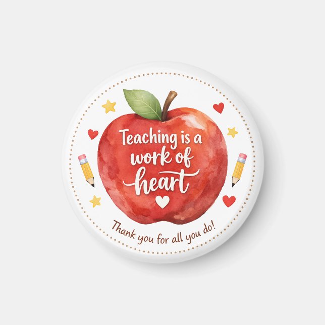 Aimant pour Enseignant C'est un Travail de Coeur (Devant)