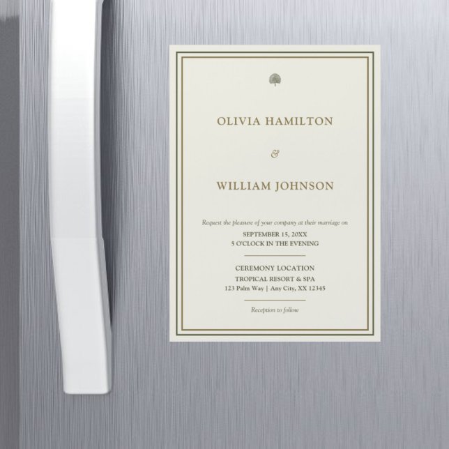 Aimant pour faire-part de mariage vertical Ivoire  (A timeless 5x7 ivory wedding invitation magnet that is elegant, practical, and unforgettable.)