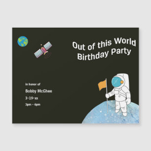 Aimant pour fête d'anniversaire d'astronaute hors