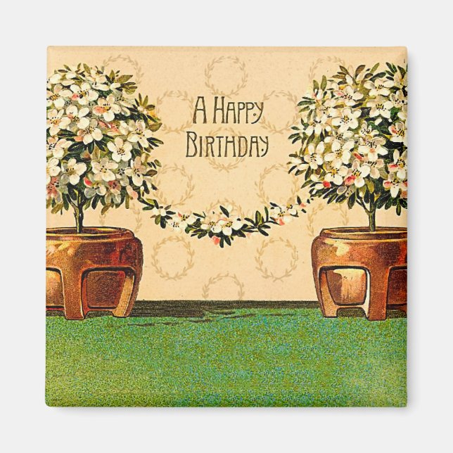 Aimant pour pots de fleurs vintage pour anniversai (Devant)