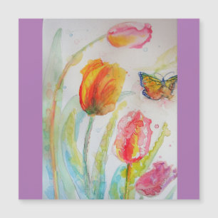 Aimant pour réfrigérateur aquarelle tulipes coloré