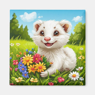 Aimant pour réfrigérateur de dessin animé de furet