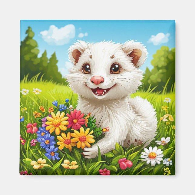 Aimant pour réfrigérateur de dessin animé de furet (Devant)
