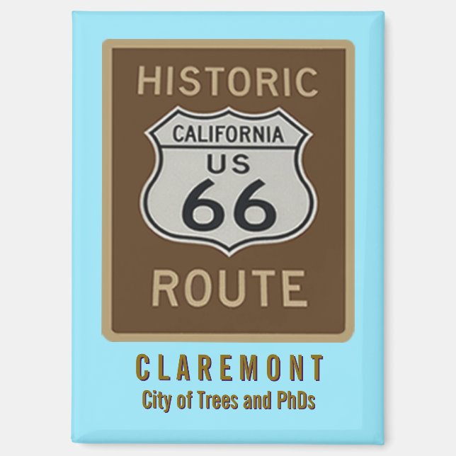 Aimant pour réfrigérateur Route 66 Claremont (Recto)