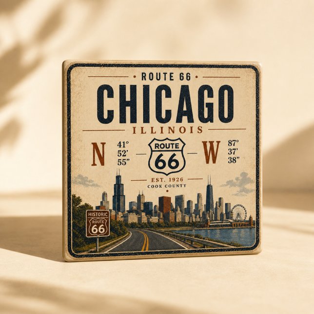 Aimant pour réfrigérateur Route 66 Rétro Chicago (Créateur téléchargé)