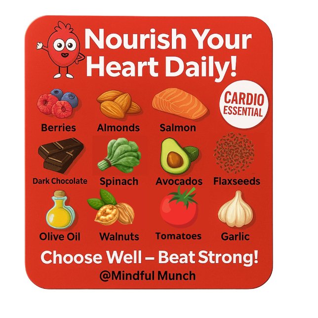 ❤️ Aimant pour réfrigérateur sain pour le cœur (Protect your heart with foods that lower cholesterol and support circulation—displayed in one sleek )