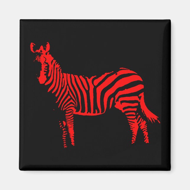 Aimant pour réfrigérateur silhouette rouge de zèbr (Devant)