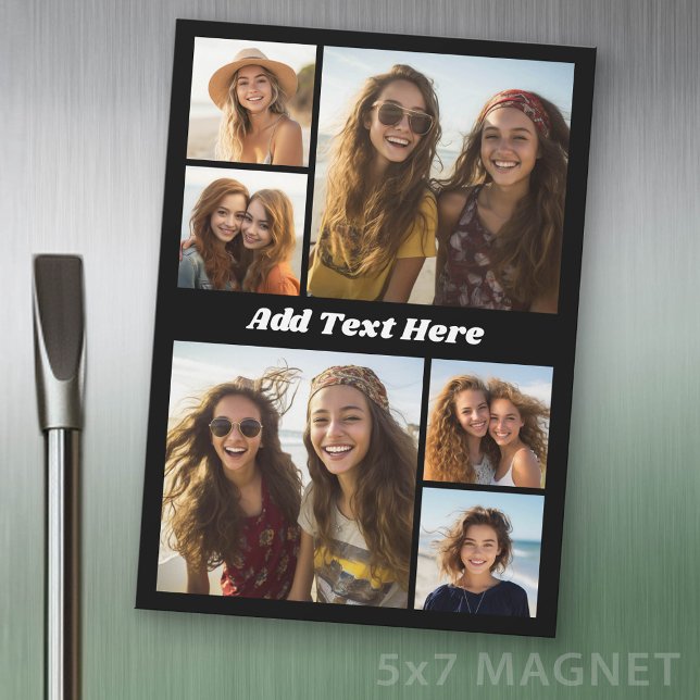 Aimant pour réfrigérateur - Texte blanc sur collag (Photo Magnet Sheet - 5 inches x 7 inches)