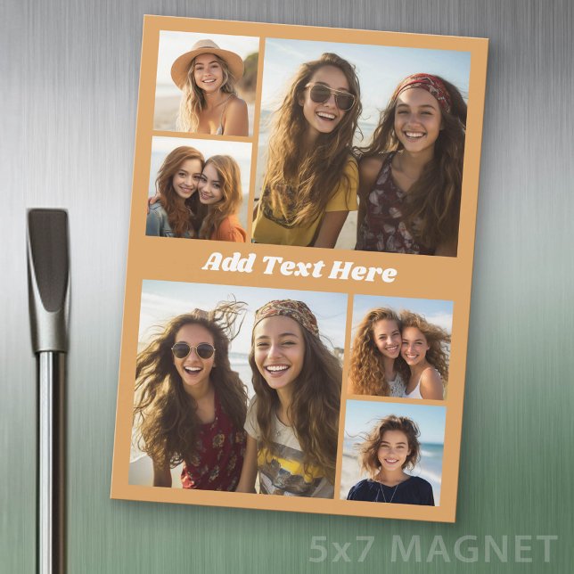 Aimant pour réfrigérateur - Texte blanc sur collag (Photo Magnet Sheet - 5 inches x 7 inches)