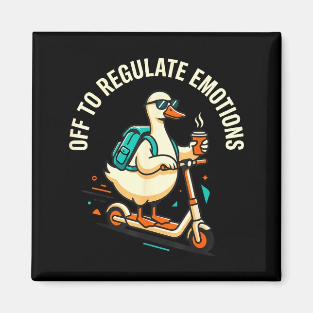 Aimant Pour réguler les émotions, scooter d'oie drôle (Devant)