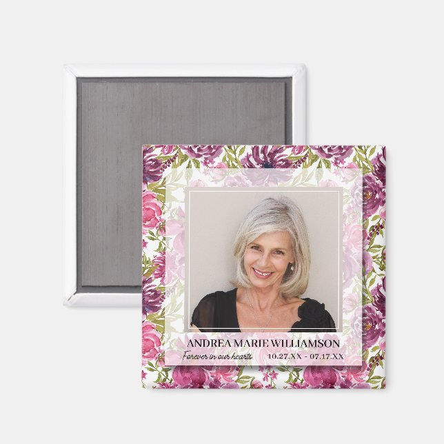 Aimant Pour toujours dans nos coeurs Photo Floral