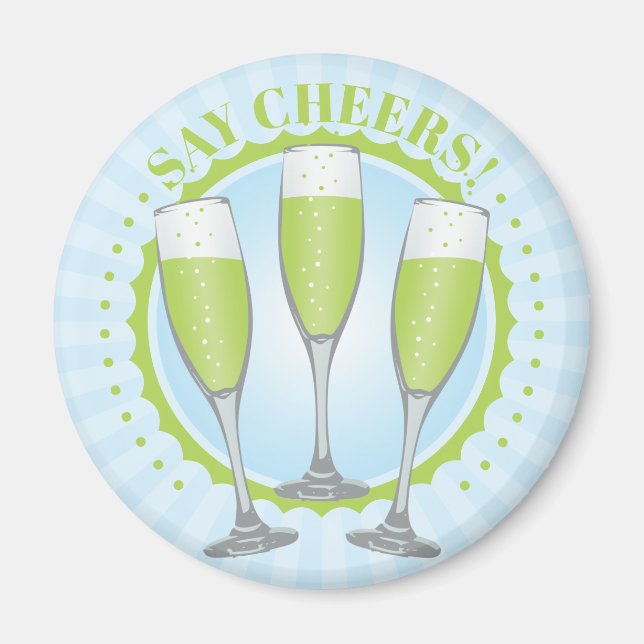 Aimant pour verres à champagne vert Mimosa (Devant)