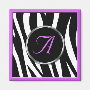Aimant pourpre de monogramme d'impression chic de