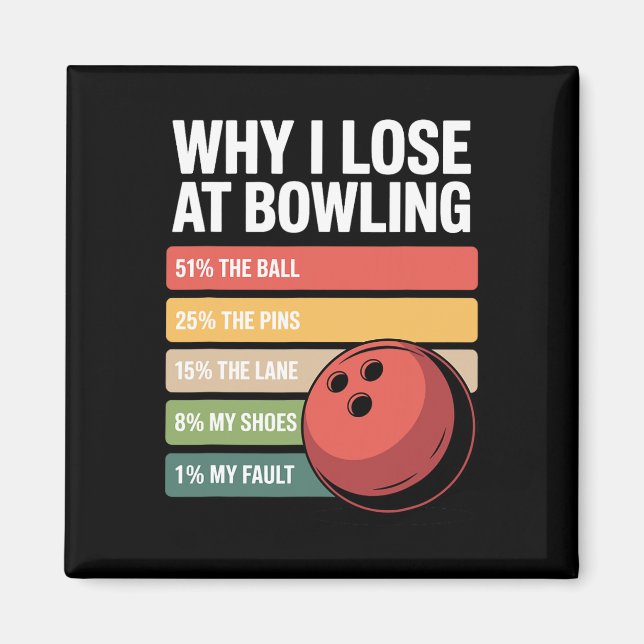 Aimant Pourquoi J'Ai Perdu À Bowling Funny Bowler Excuses (Devant)