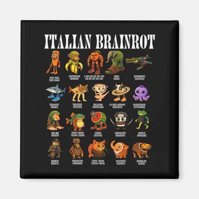 Aimant Pourriture de cerveau italienne Mèmes drôles de Br (Devant)