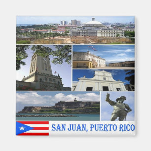 Aimant PR - Porto Rico - Mosaïque de San Juan - Collage