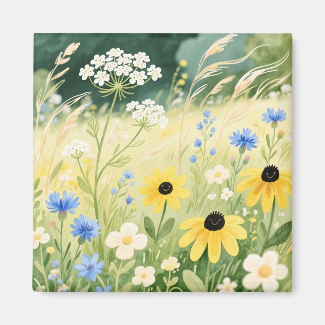 Aimant Prairie de fleurs sauvages fantaisiste  (Devant)