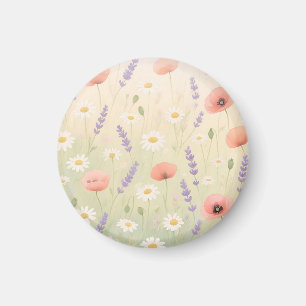 Aimant Prairie de fleurs sauvages pastel Douce floraison