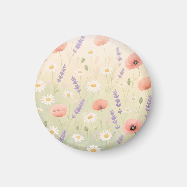 Aimant Prairie de fleurs sauvages pastel Douce floraison (Devant)
