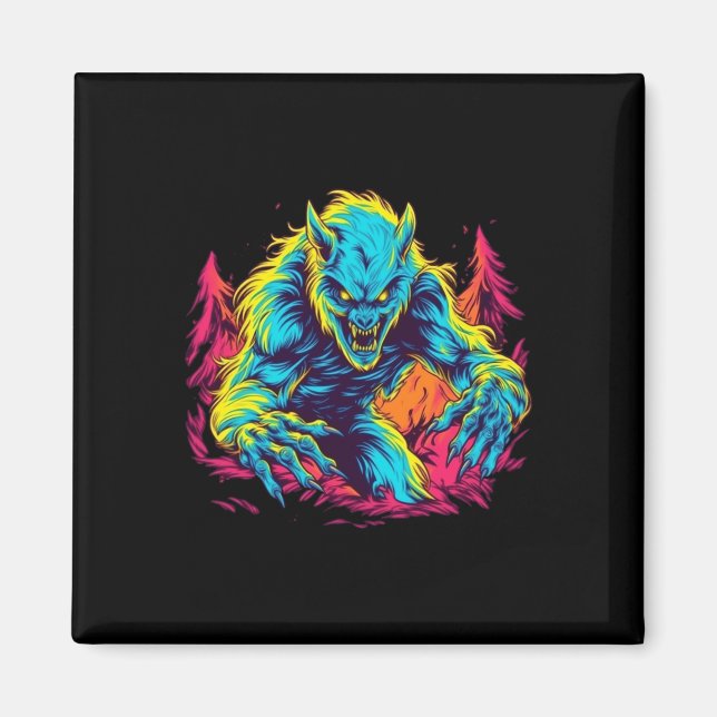 Aimant Pranks Werewolf - Mischief lunaire pour Halloween (Devant)
