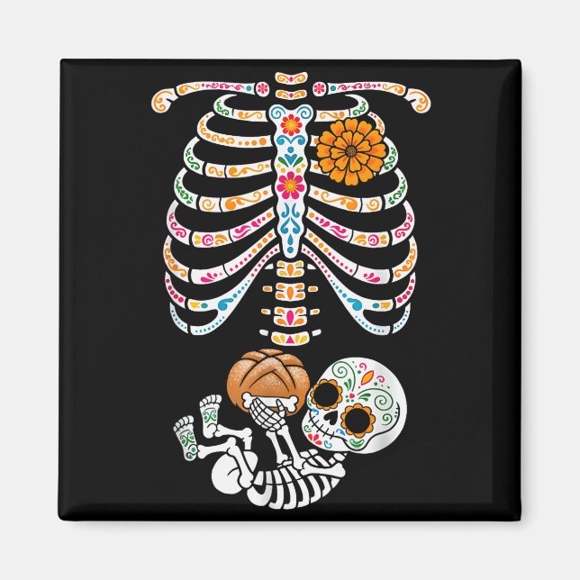 Aimant Pregnancy Skeleton Dia De Los Muertos Mexican Bell (Devant)