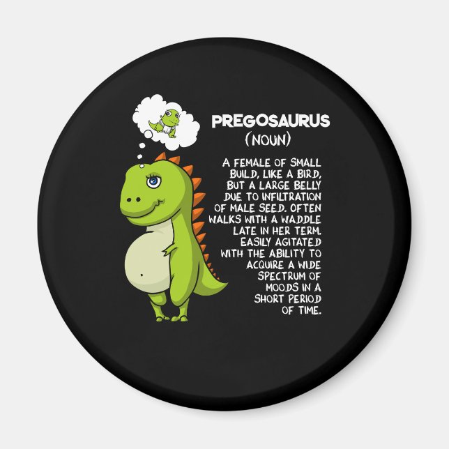 Aimant Pregosaurus T-Rex Dinosaur Maman Grossesse Mère (Devant)