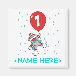 Aimant Premier anniversaire de Sock Monkey
