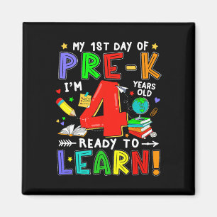 Aimant Premier jour de pré-maternelle garçon de 4 ans prê