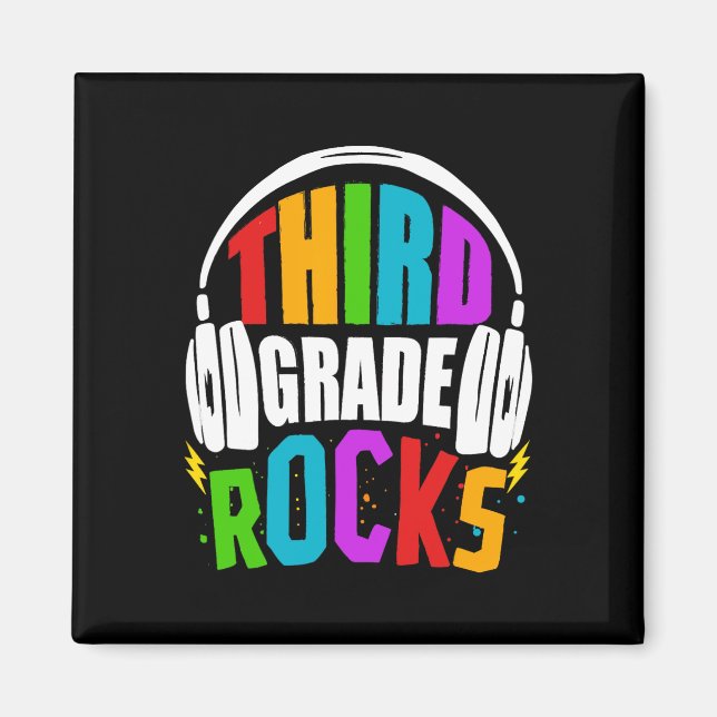 Aimant Premier Jour De Rocks De 3E Année Retour À L'École (Devant)