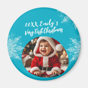 Aimant Premier Noël de bébé Photo personnalisée