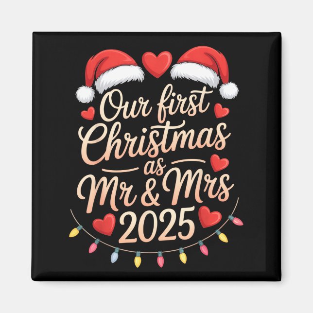 Aimant Premier Noël en tant que M. et Mme 2025 Couples ma (Devant)